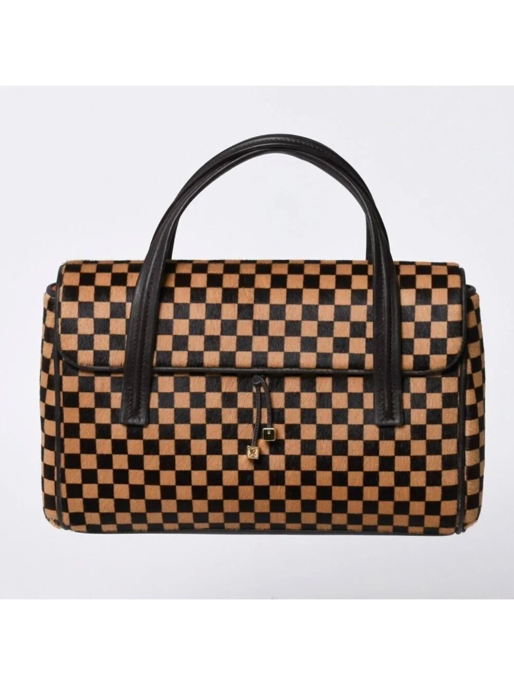 Louis Vuitton Lion Handbag Brown Leather Damier Sauvage Gold